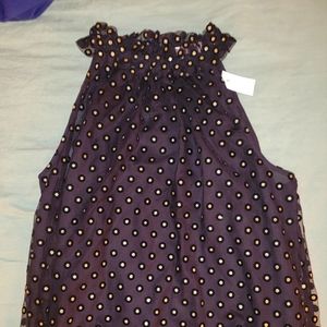NWT LOFT Sleeveless Black Polka Dot Blouse